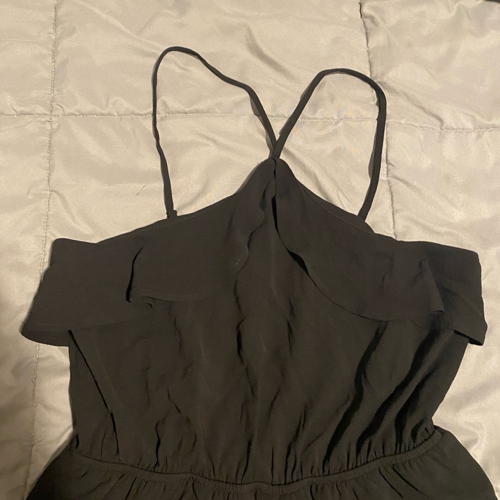 Chic Black Ruffle Romper - Picture 2 of 4